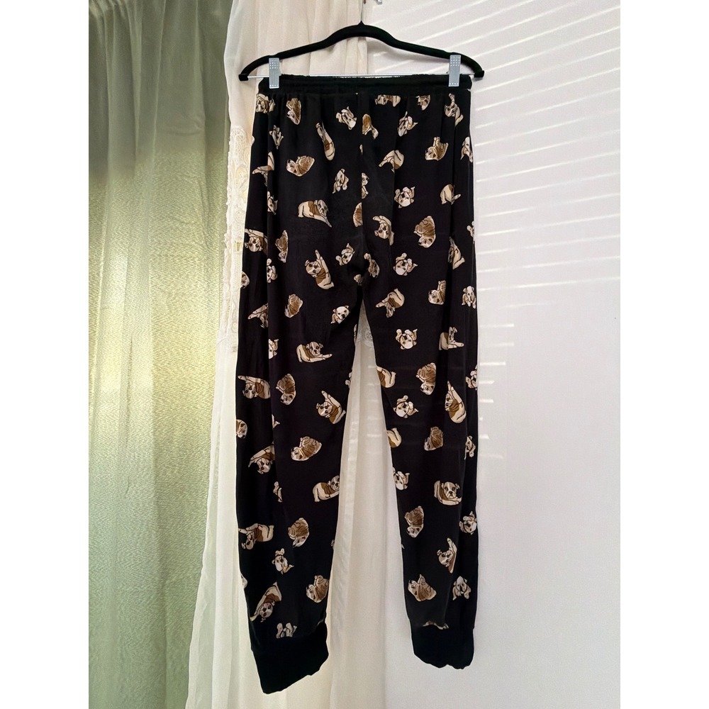 Pug Joggers Womens L/XL Black Bulldog Puppy Print Dog Lover Lounge Pants - Picture 4 of 7